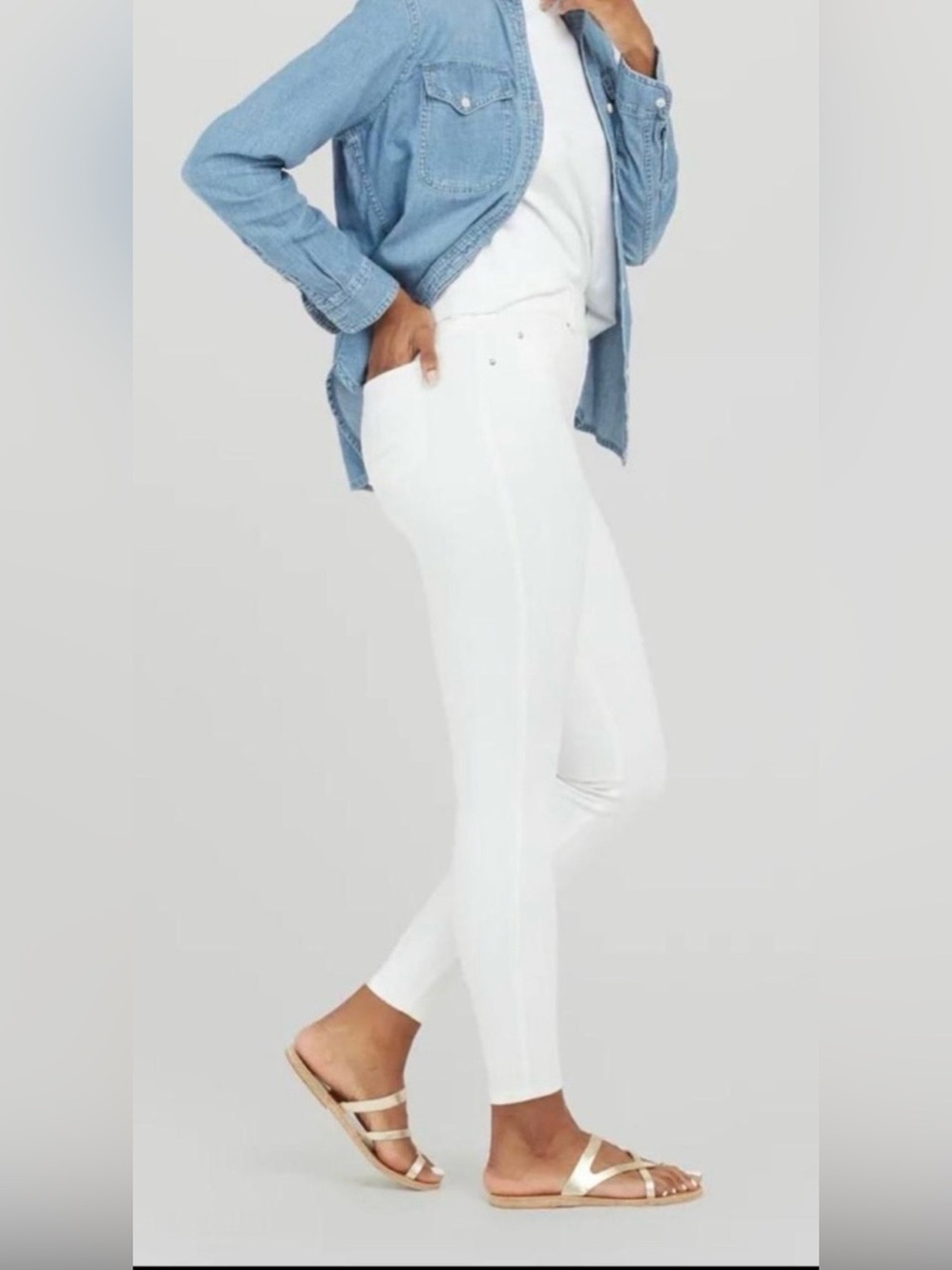 SPANX White Skinny Jeans - High Rise Slim Fit
